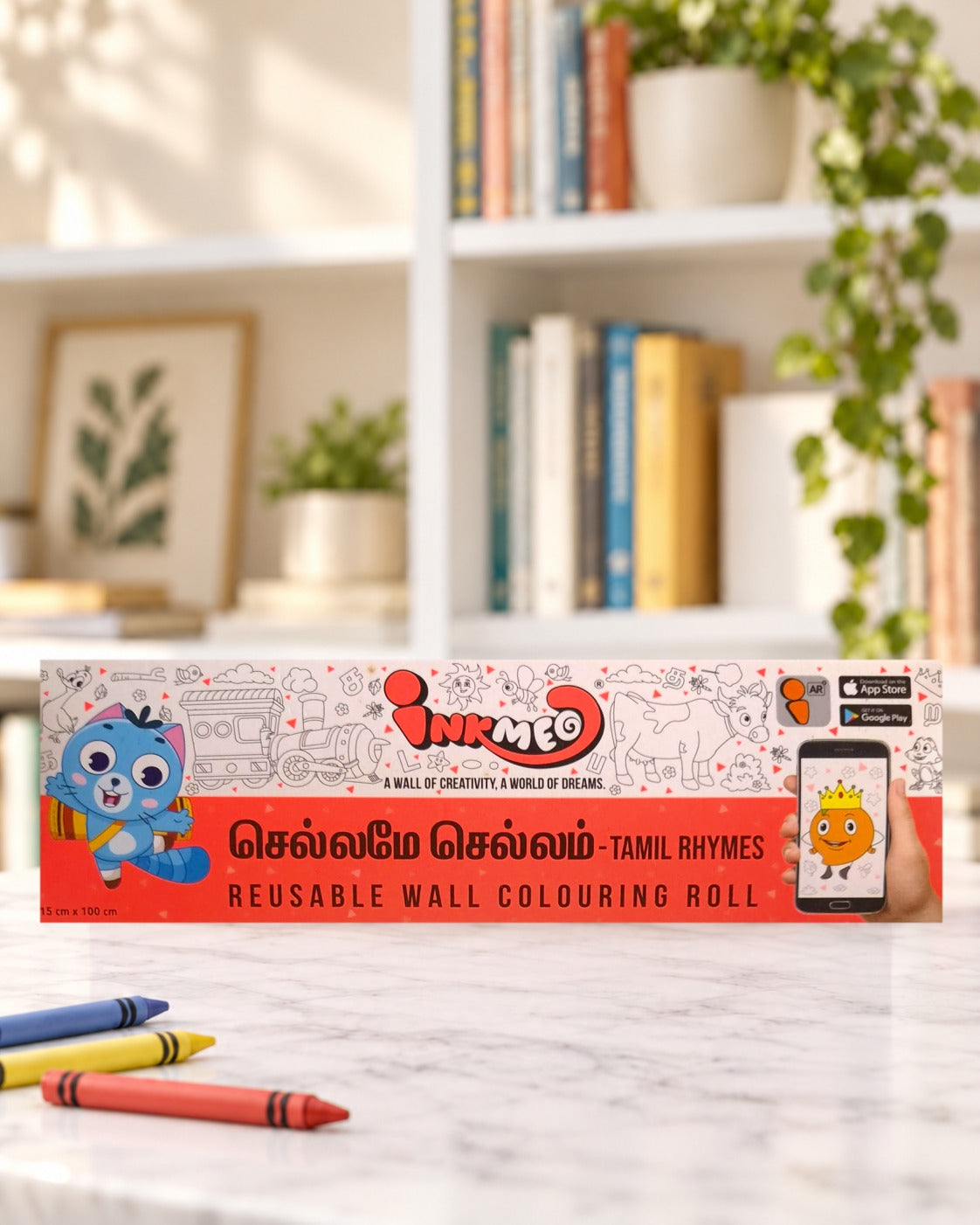 Tamil Rhymes Reusable Colouring Roll (6 Inch), box front