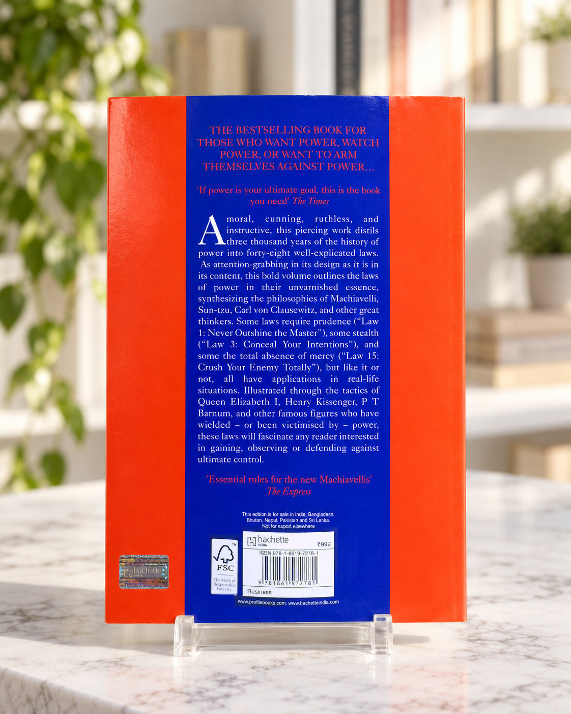 The 48 Laws of Power, back cover with the blurb