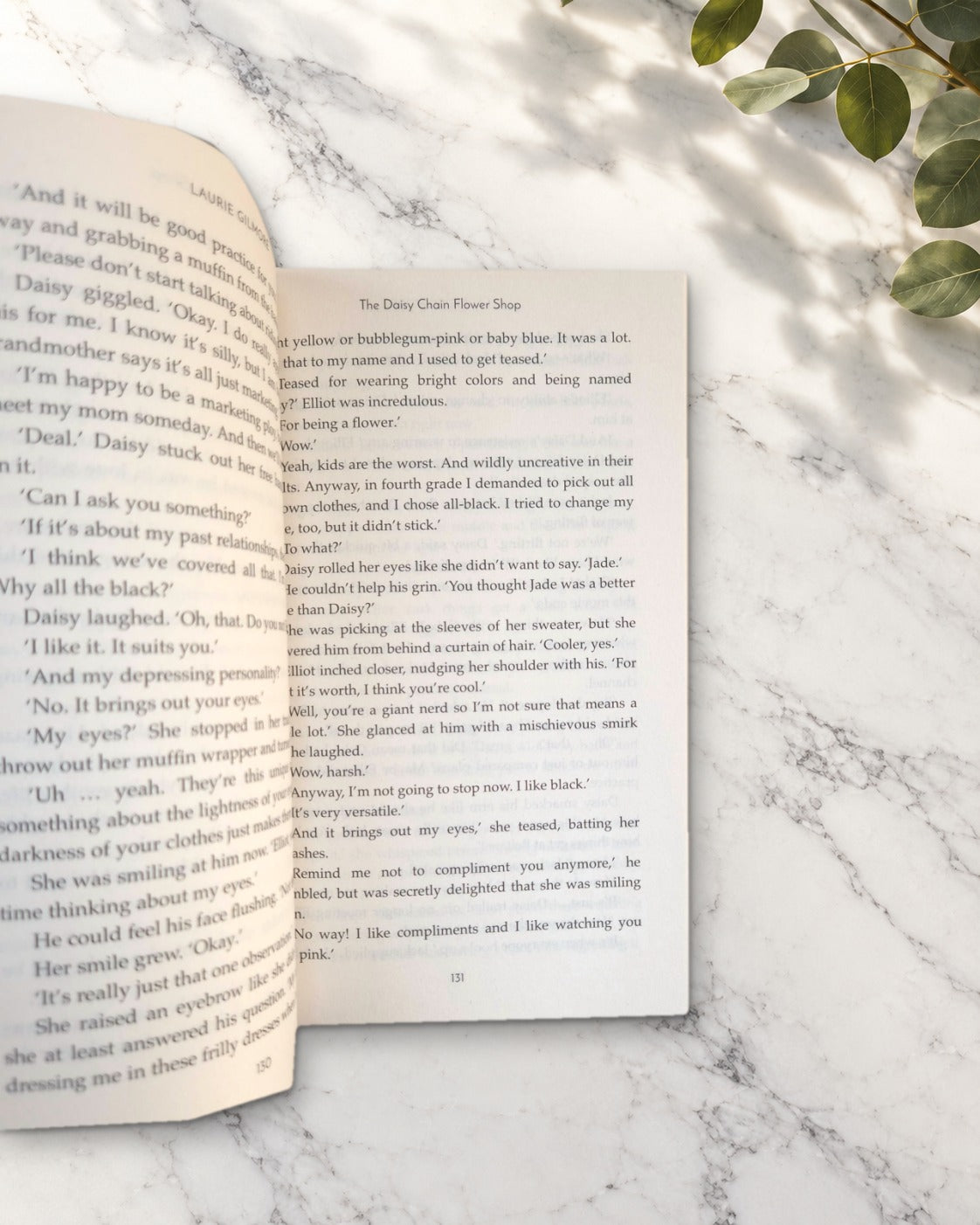 The Daisy Chain Flower Shop, open book showing the inside pages