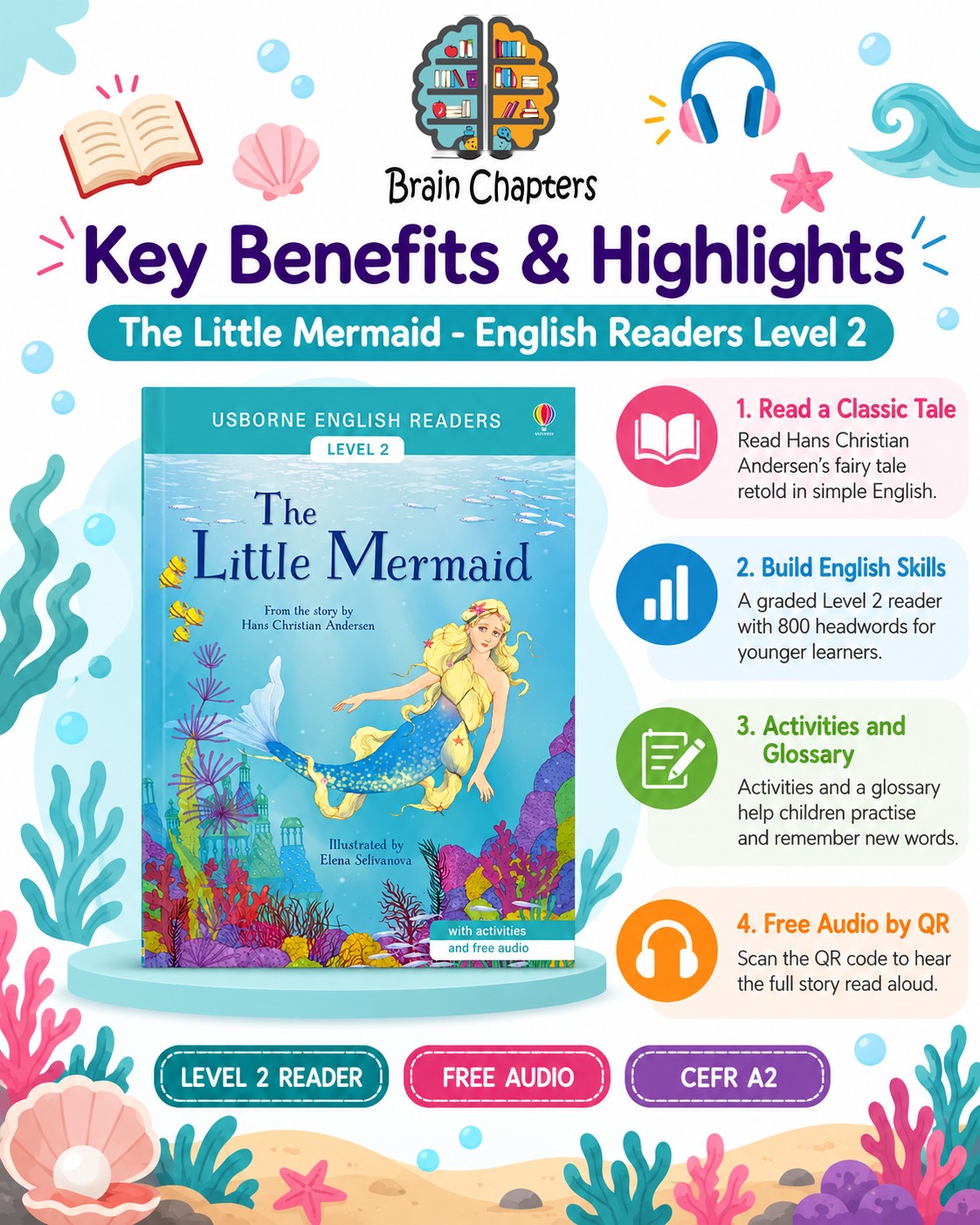 Key benefits and highlights of The Little Mermaid English Readers Level 2