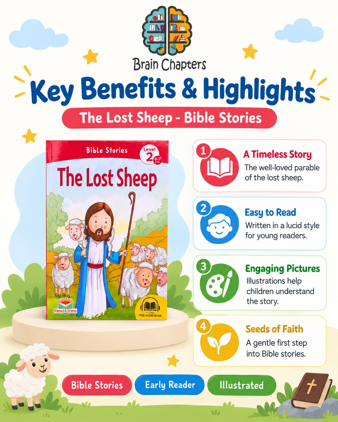Key benefits and highlights of The Lost Sheep - Bible Stories