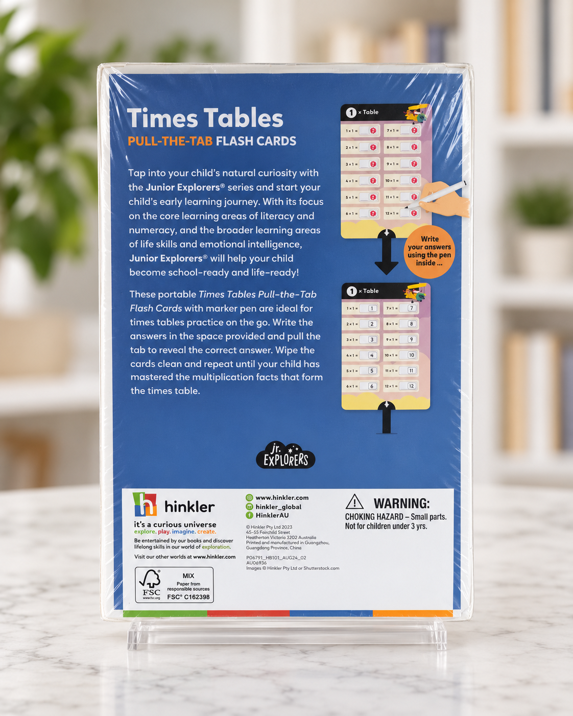 Times Tables Pull-the-Tab Flash Cards, back of the pack showing how the cards work