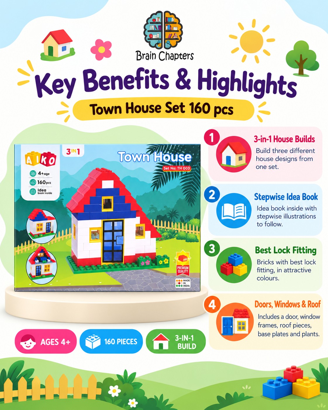 Key benefits and highlights of Town House Set 160 pcs