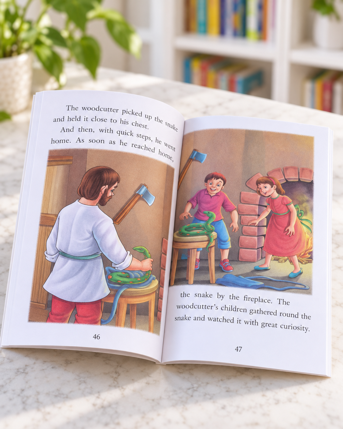 Treasured Animal Stories, open book showing a full-colour illustration