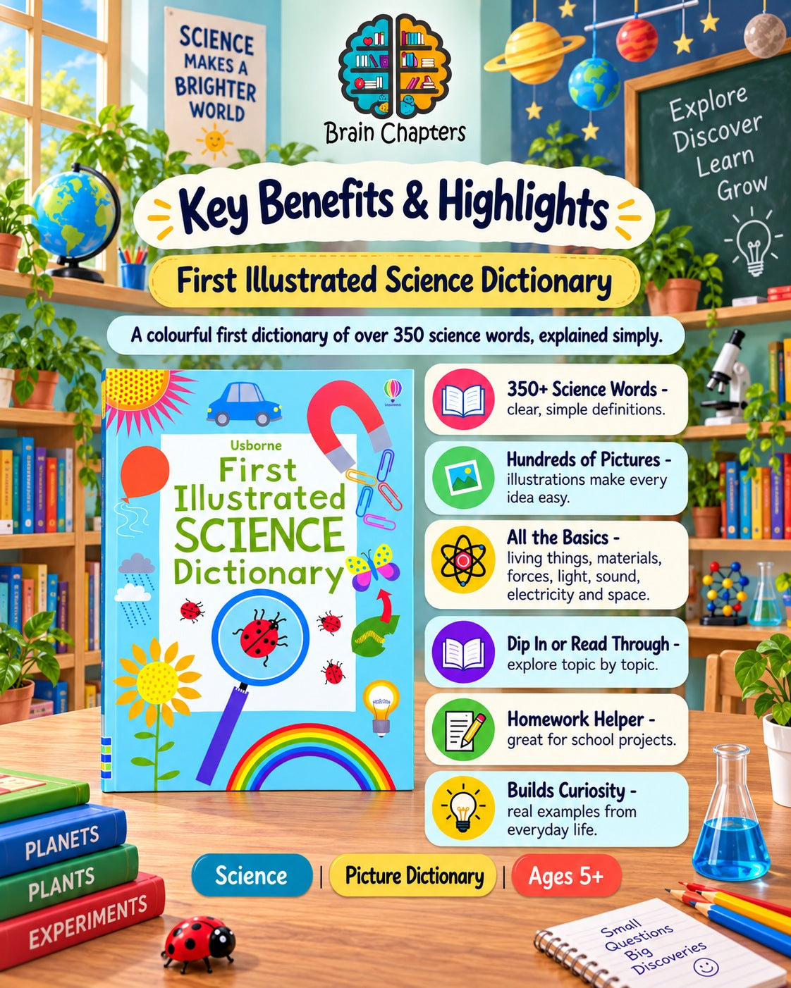 Key benefits and highlights of Usborne First Illustrated Science Dictionary