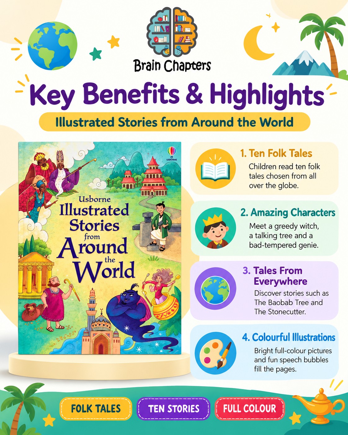 Key benefits and highlights of Usborne Illustrated Stories from Around the World