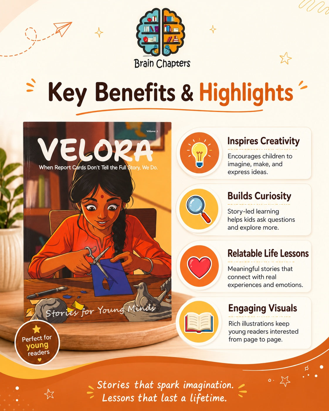 Key benefits and highlights of Velora: Stories for Young Minds