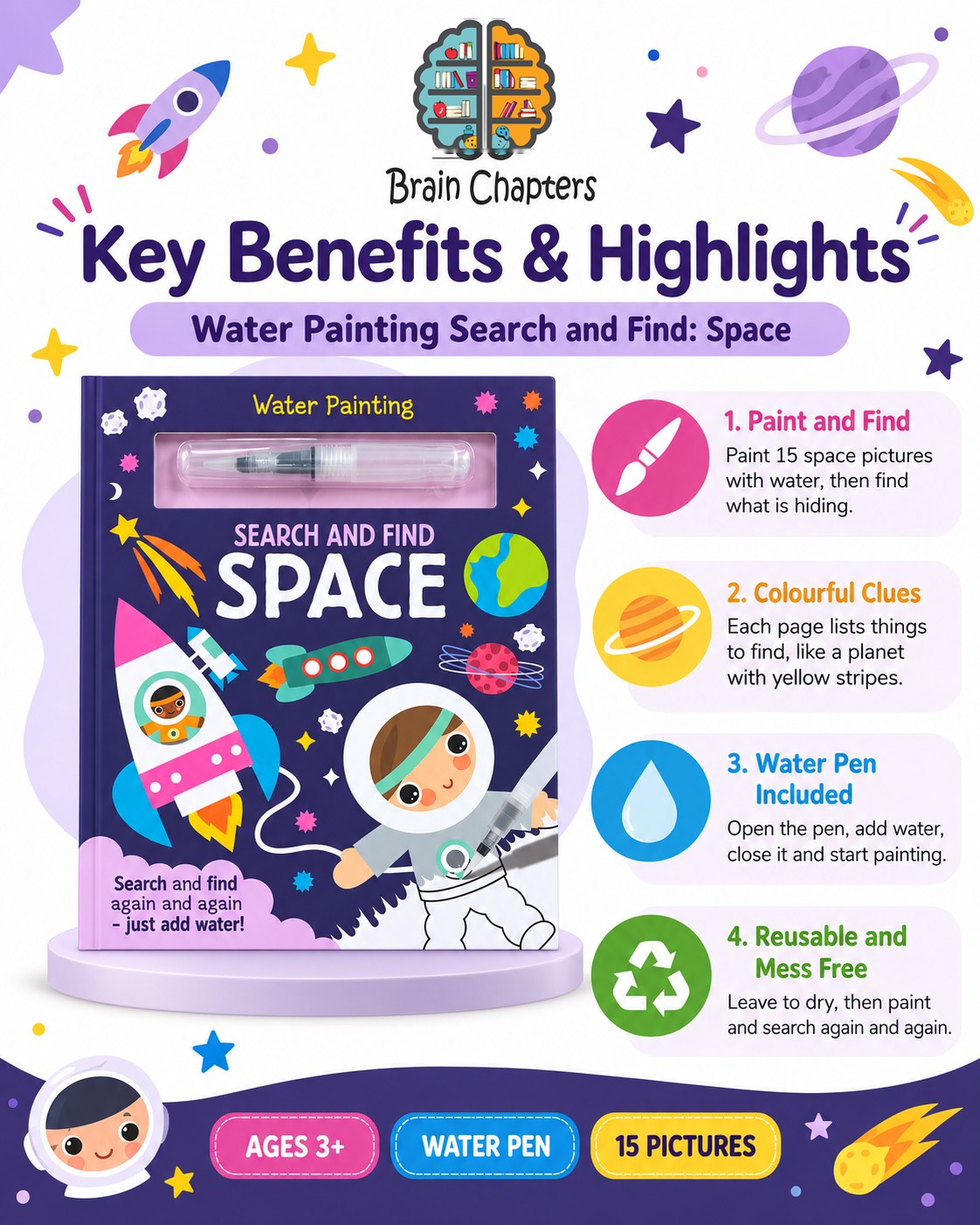 Key benefits and highlights of Water Painting - Search and Find Space