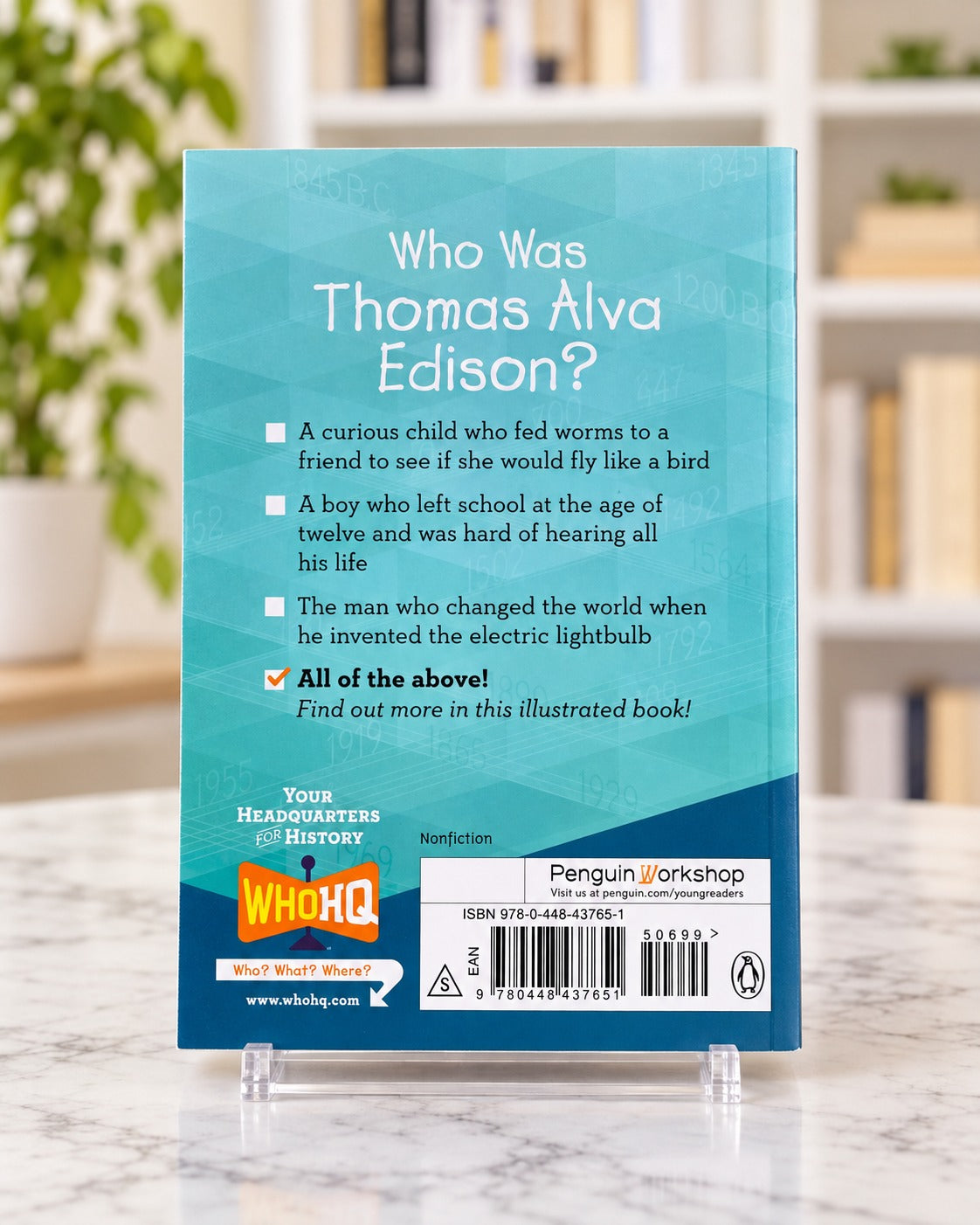 Who Was Thomas Alva Edison?, back cover