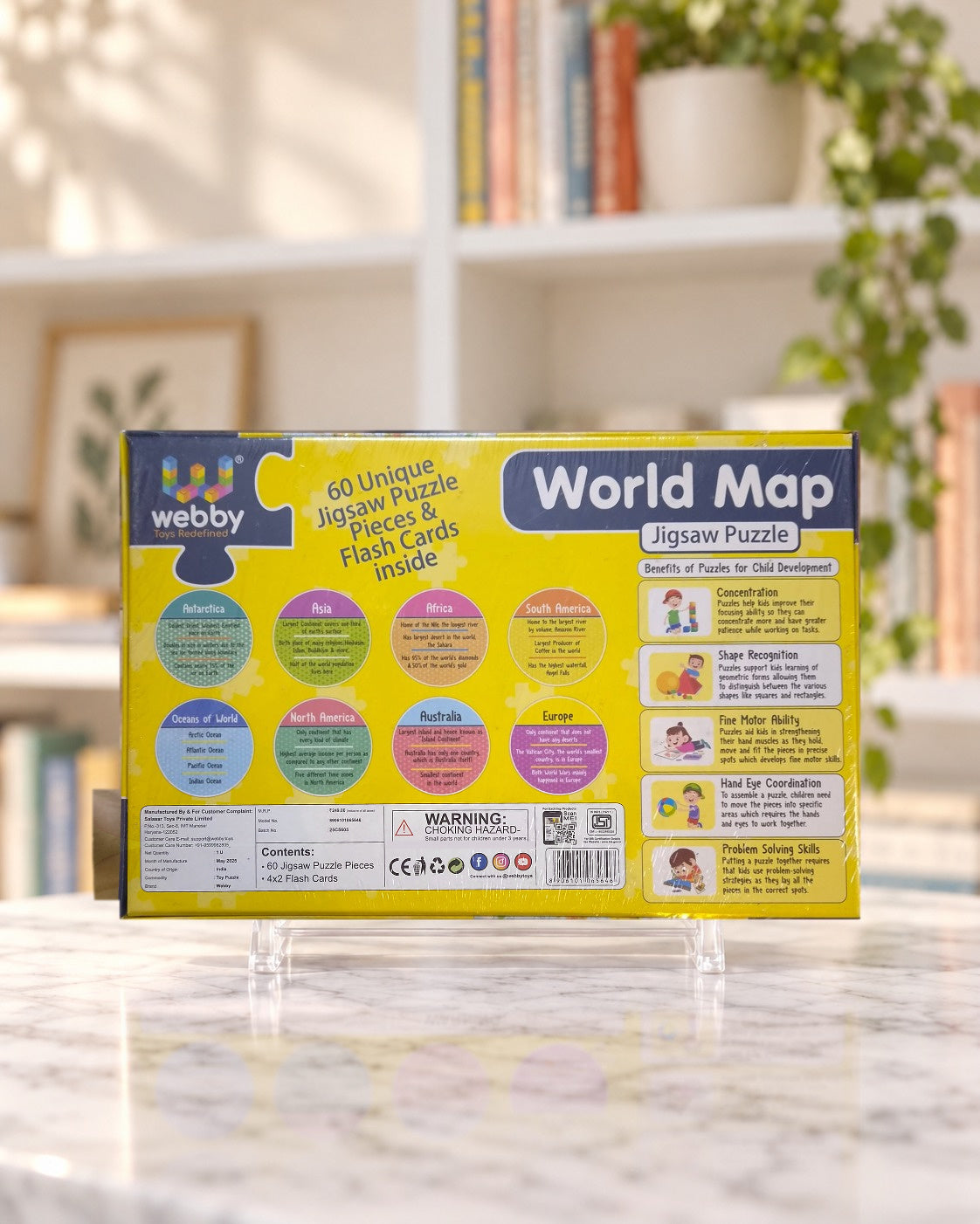 World Map Puzzle 60pcs, back of the box