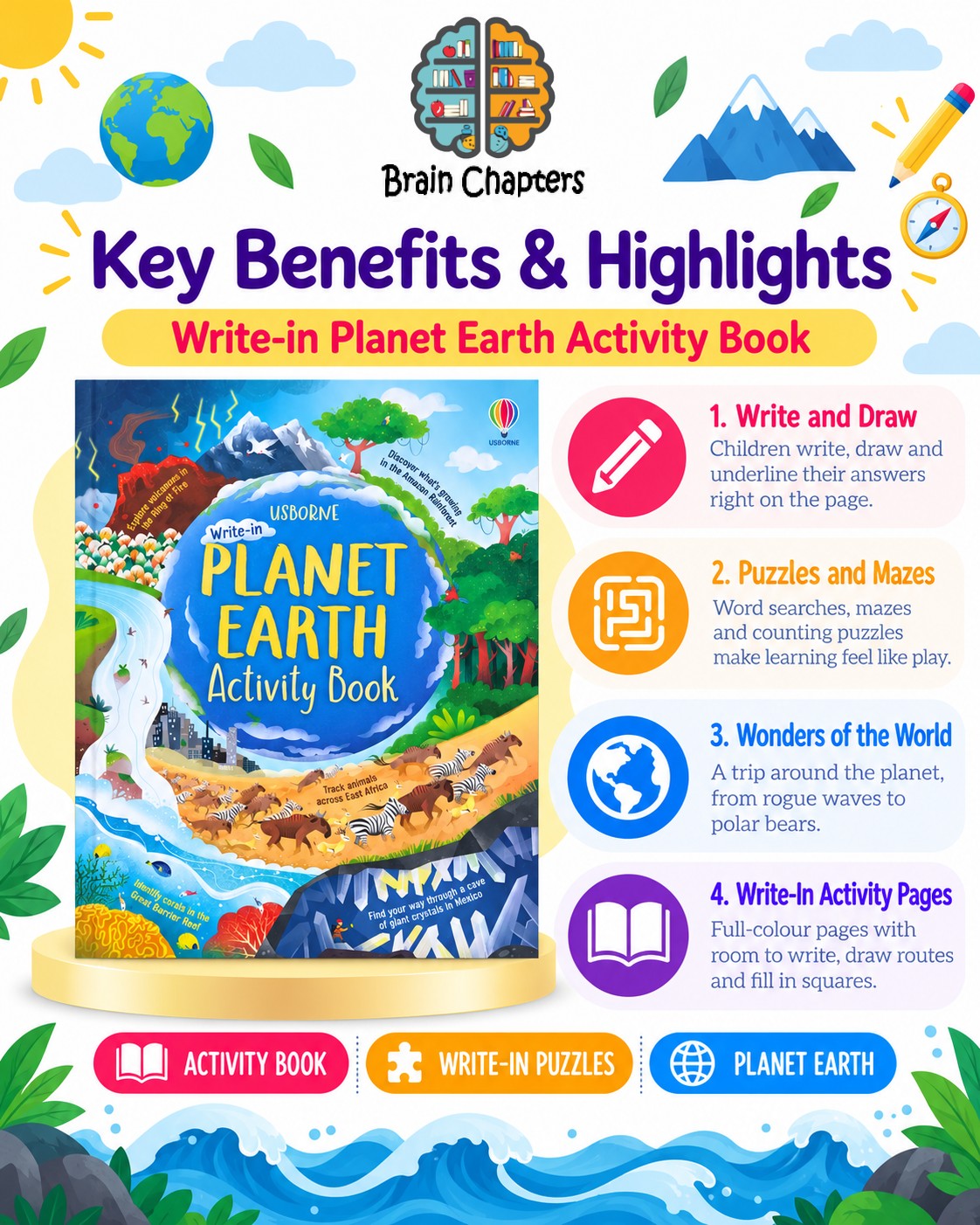 Key benefits and highlights of Write-in Planet Earth Activity Book