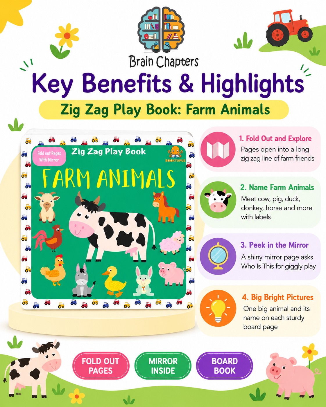 Key benefits and highlights of Zig Zag Play Book Farm Animals