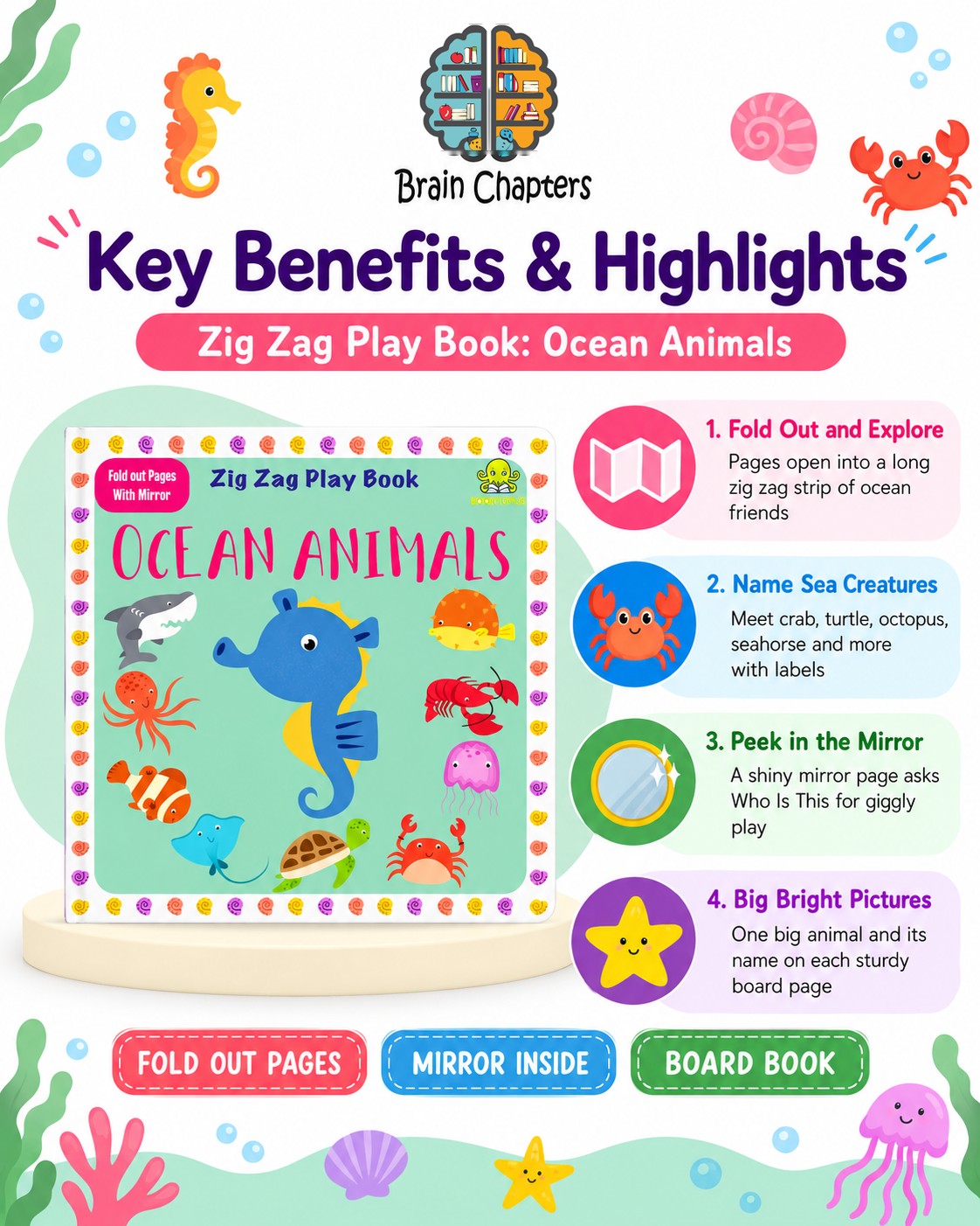 Key benefits and highlights of Zig Zag Play Book Ocean Animals